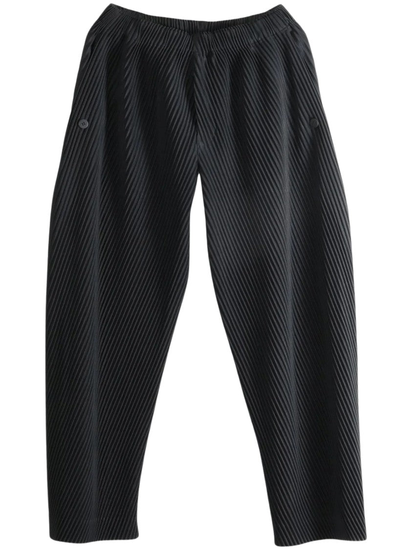 Homme Plissé Issey Miyake Slash Pleated Straight-Leg Trousers With Elastic Waistband