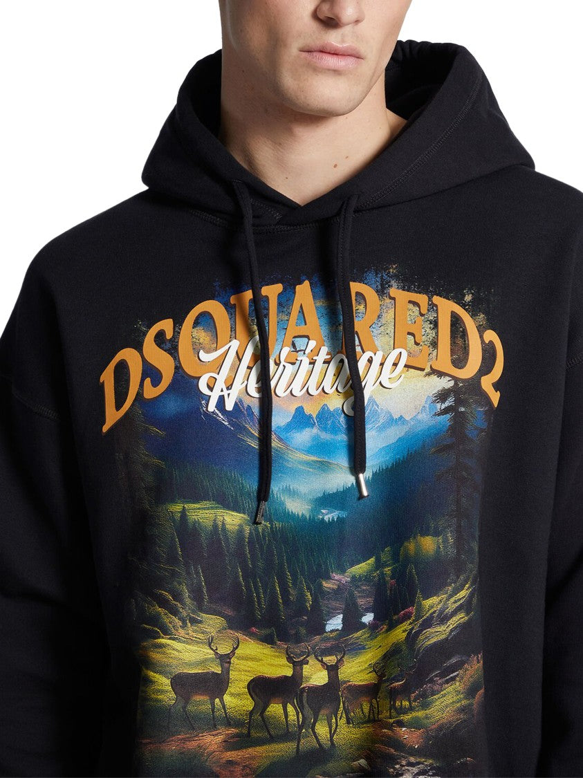 Dsquared2 Relaxed Fit Black Hoodie
