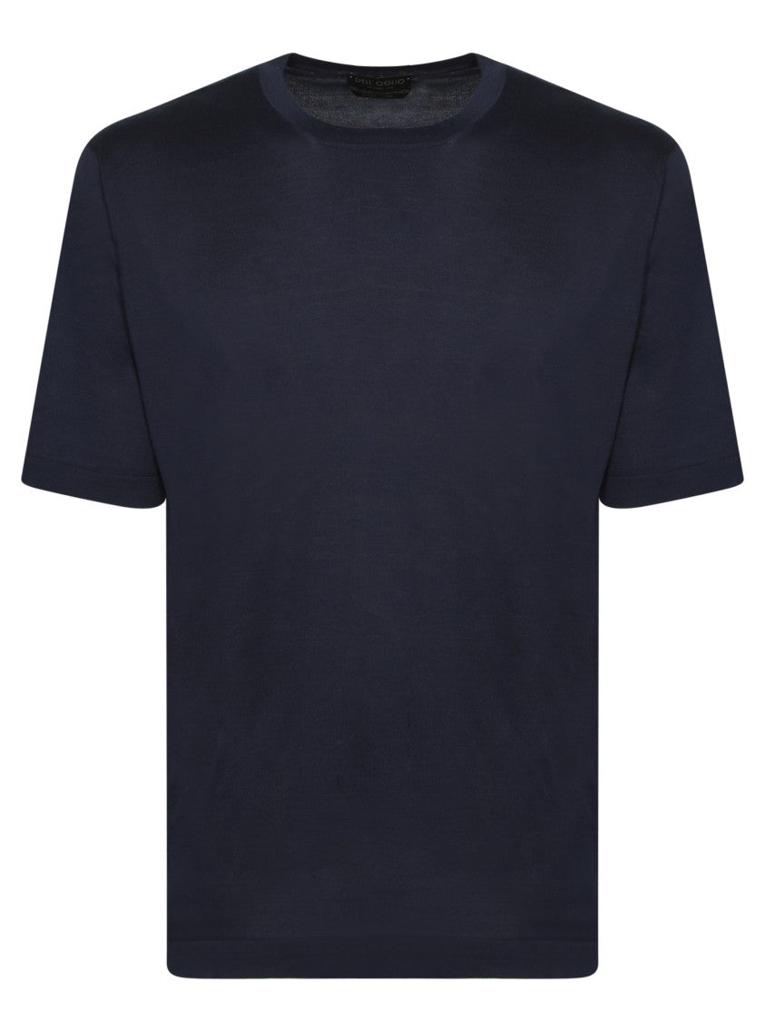 Dell'oglio Blue Classic Crew Neck Soft Cotton T-Shirt