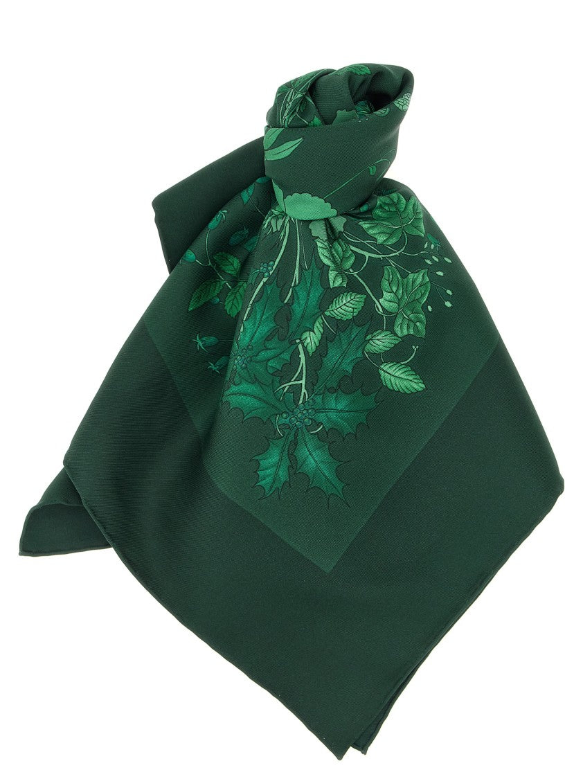 Gucci Silk Twill 'Flora' Carriage Scarf With Botanical Print