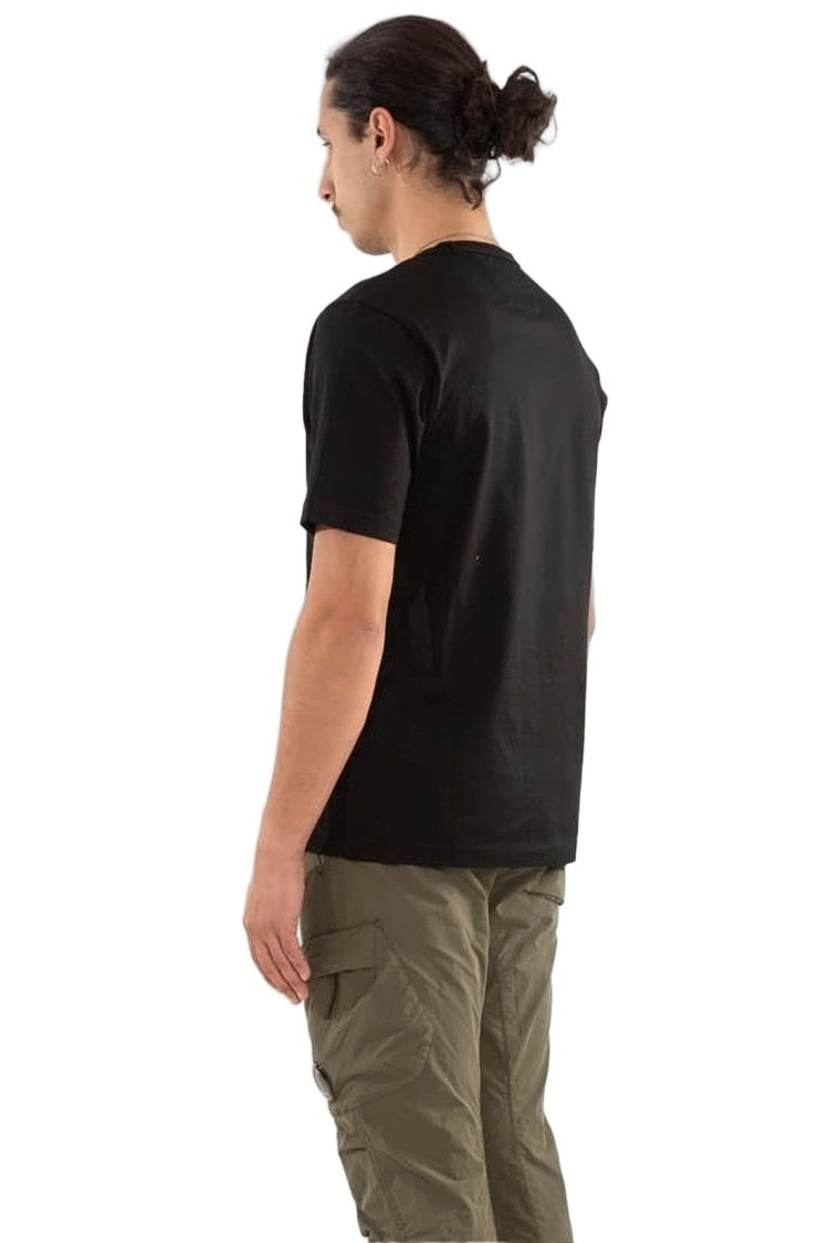 C.P. Company Short-Sleeved Black Cotton T-Shirt With Logo Detail