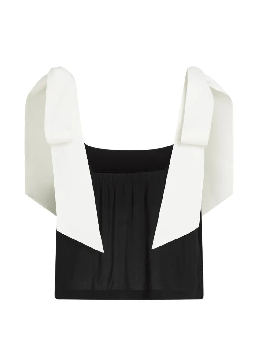 Karl Lagerfeld Cropped Black Top With Square Neckline