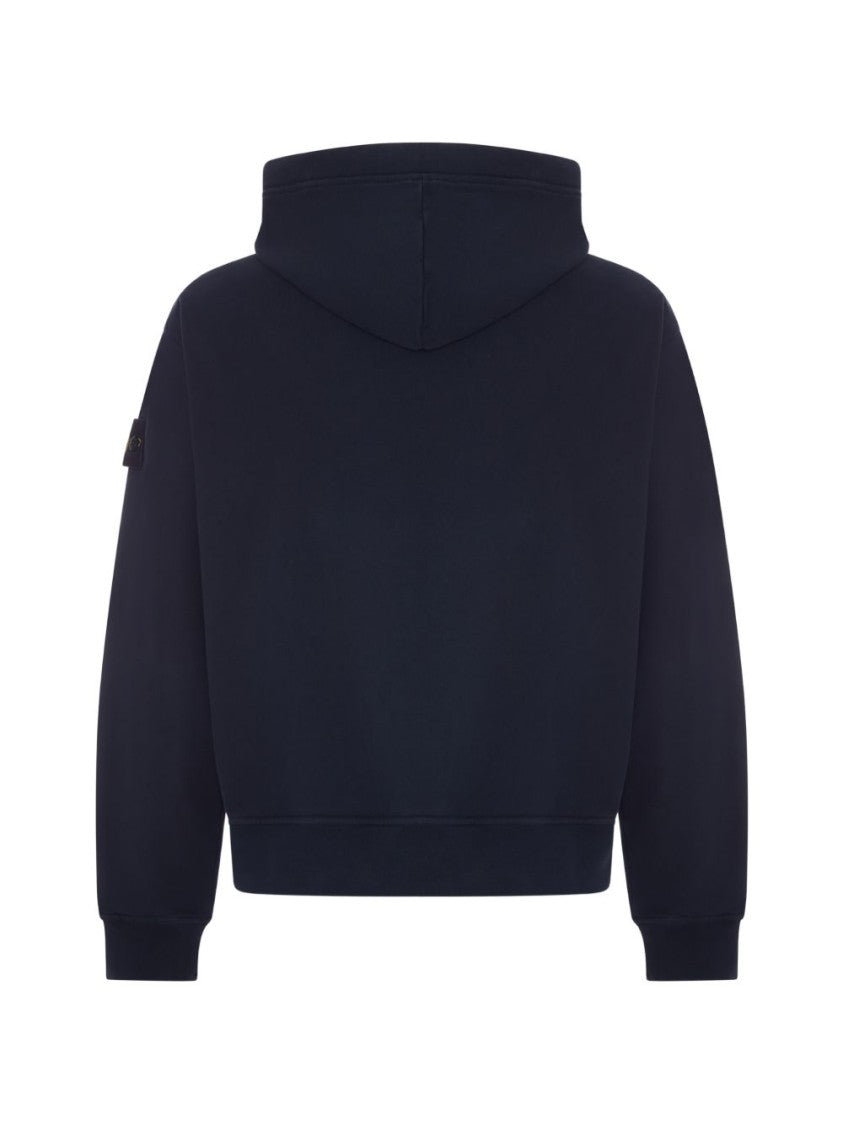 Stone Island Dark Navy Adjustable Hood Kangaroo Pocket Hoodie