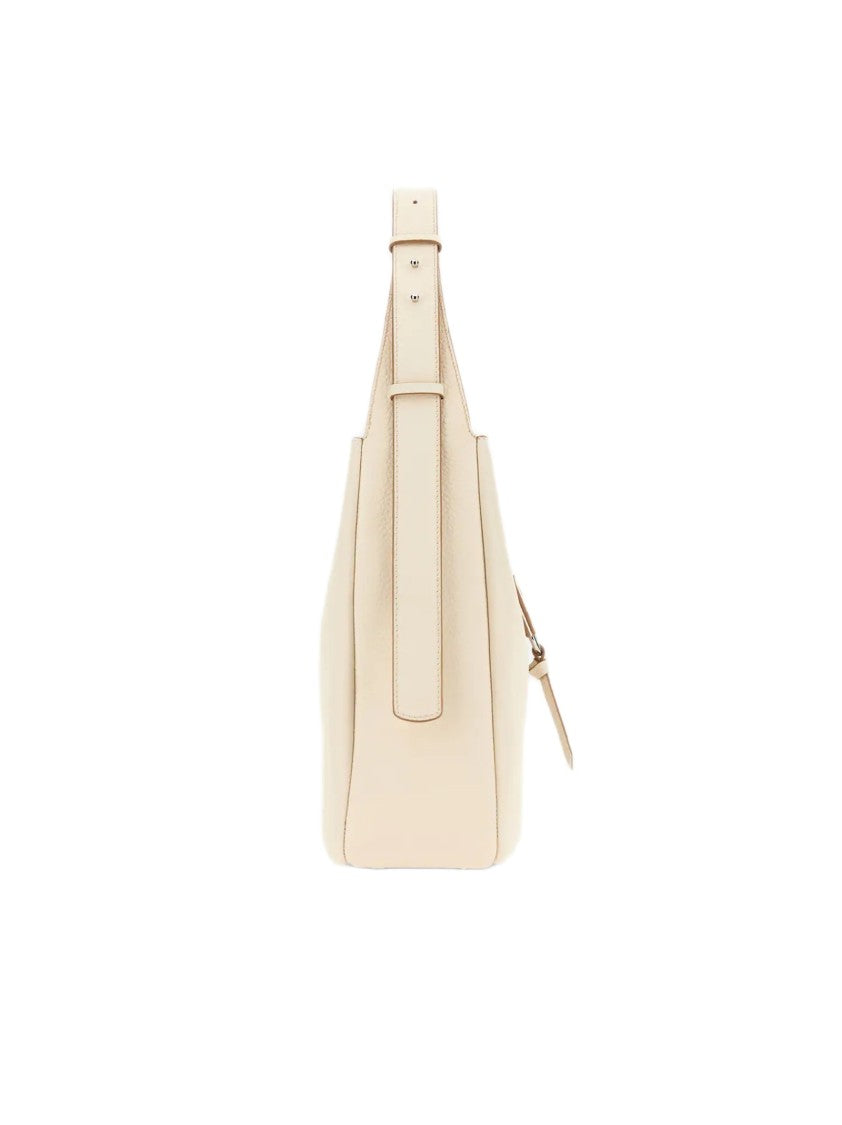 Hogan Textured Hobo Bag With Flap Closure And Raised Logo