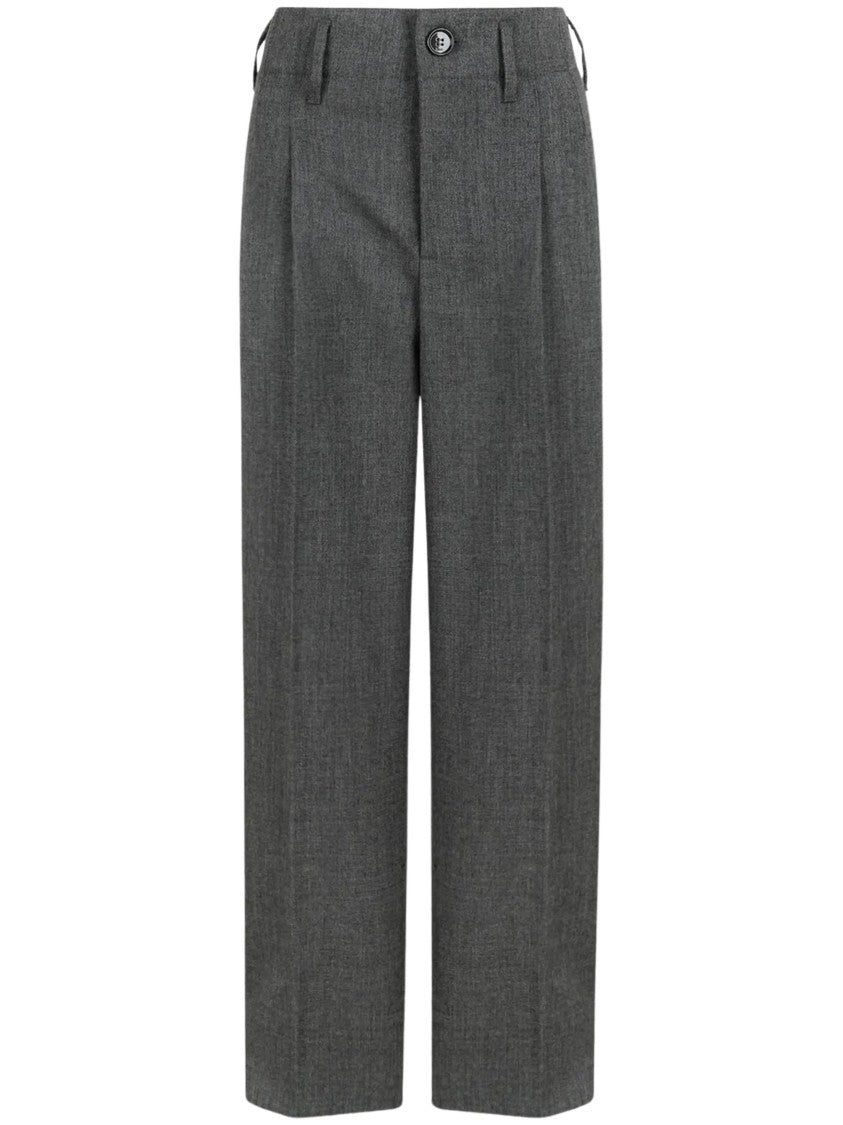 Ami Paris Grey Tailored Pleated Wool Pants
