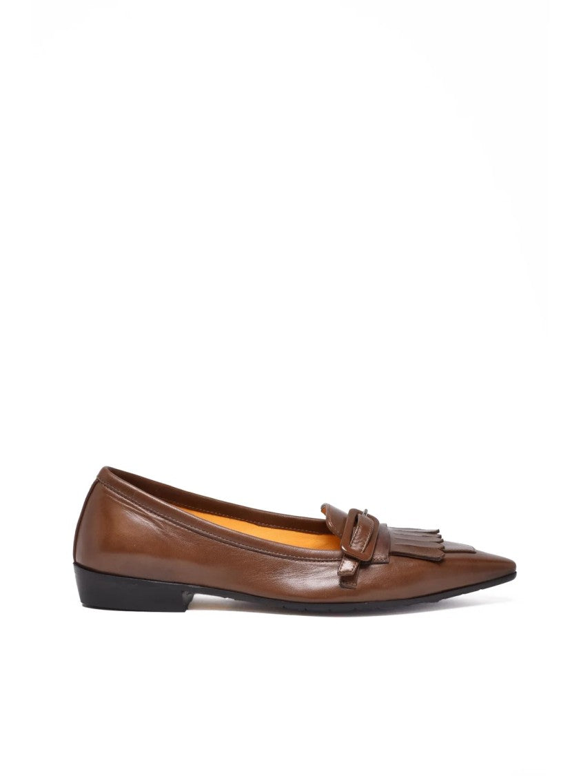 Mara Bini Brown Leather Pointed Ballerinas