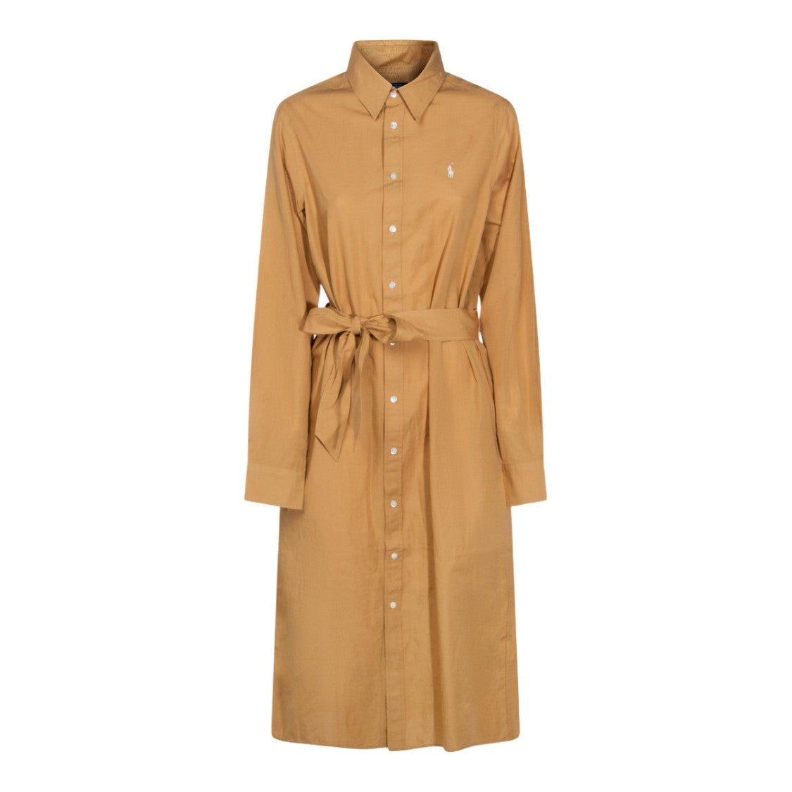 Polo Ralph Lauren Classic Brown Dress With Fitted Bodice And Flowing Skirt