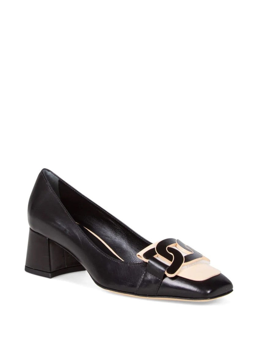 Tod's Mid-Height Closed-Toe Leather Pumps With Buckle Detail