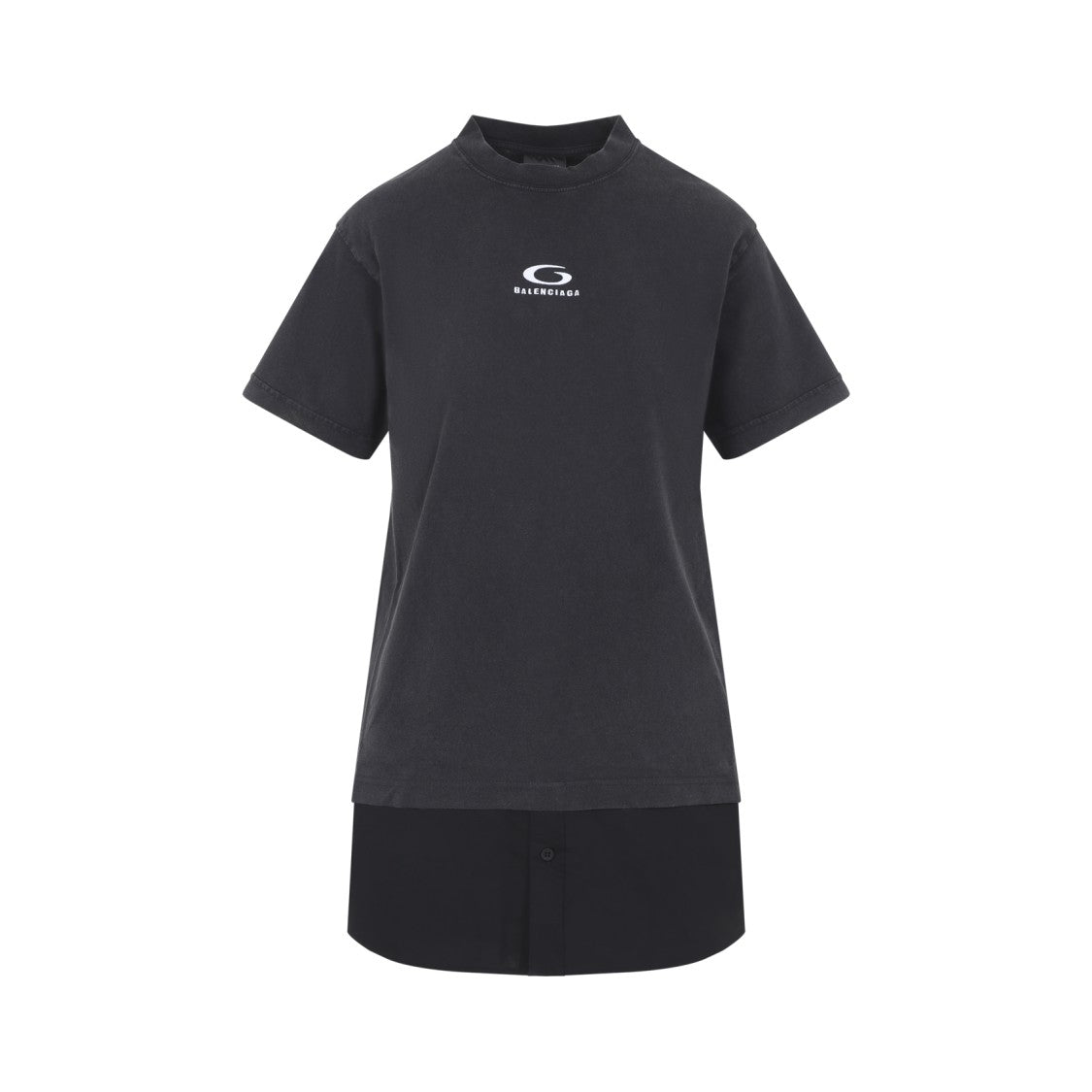 Balenciaga Layered High-Neck Cotton Dress