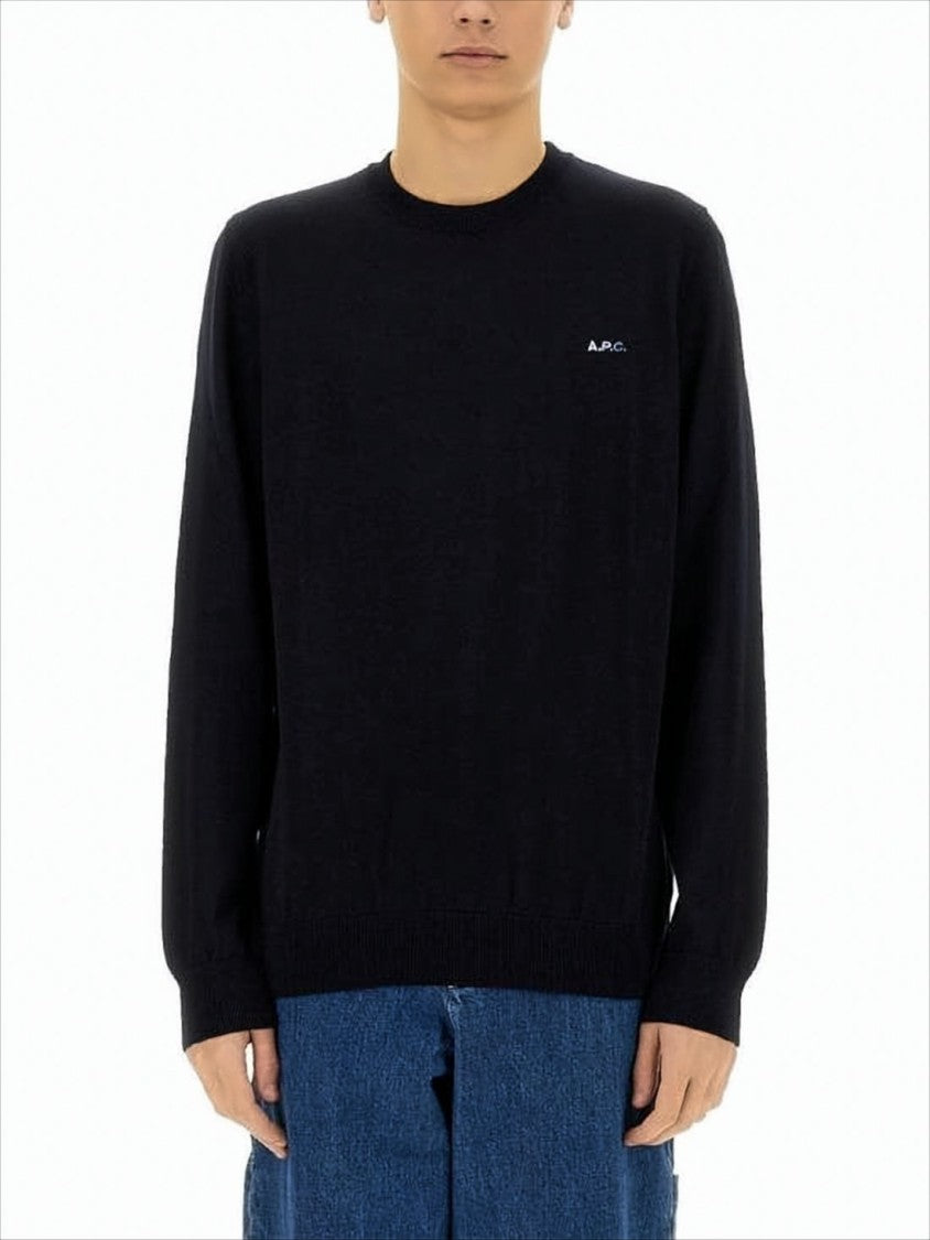 A.P.C. Black Wool Sweater With Crew Neckline