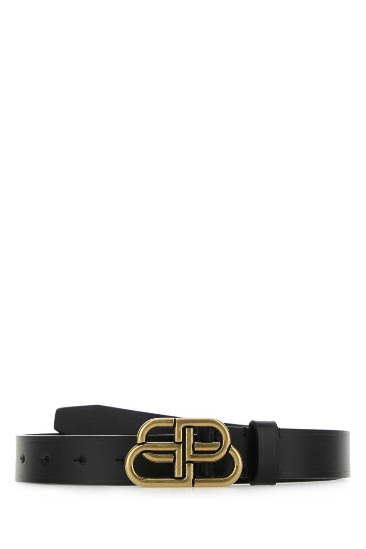 Balenciaga Black Leather Bb Belt