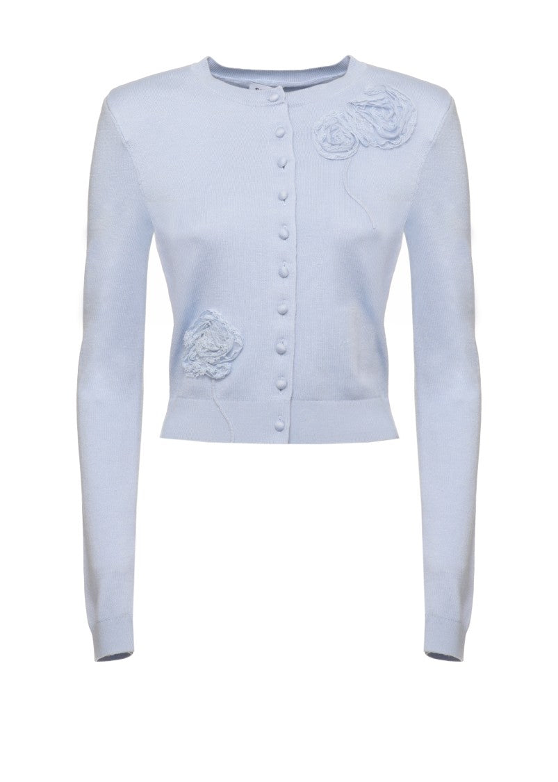Self-Portrait Light Blue Flower Lace Cardigan