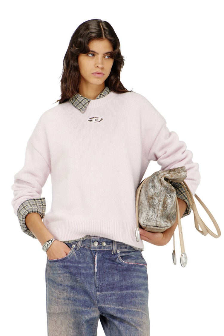 Diesel Pink Wool-Polyamide Blend Embossed-Logo Sweater