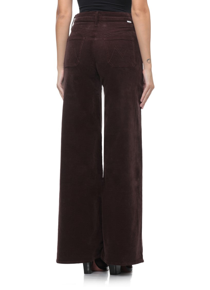 Mother High-Waisted Wide-Leg Corduroy Pants With Patch Pocket Design