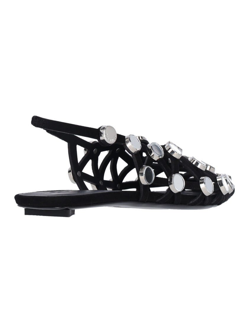 The Attico "Grid" Slingback Ballerinas With Studs – Black