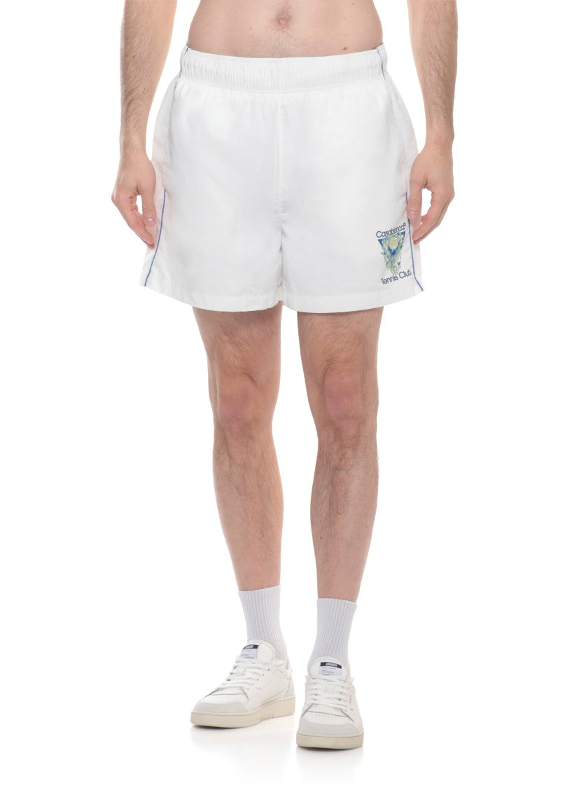 Casablanca White Tffeta Silk Bermuda Shorts