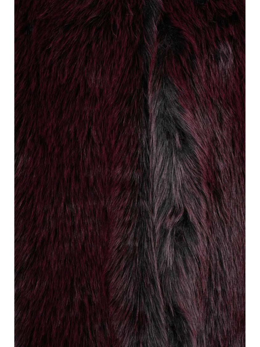 Patrizia Pepe Red Polyester Hook Faux Fur Jacket