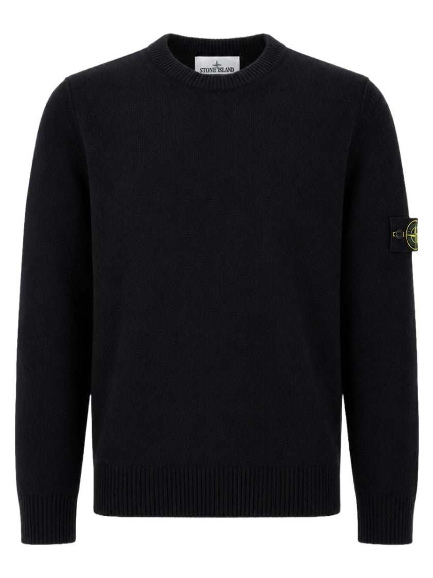 Stone Island Classic Black Sweater With Distinctive Patch Detail