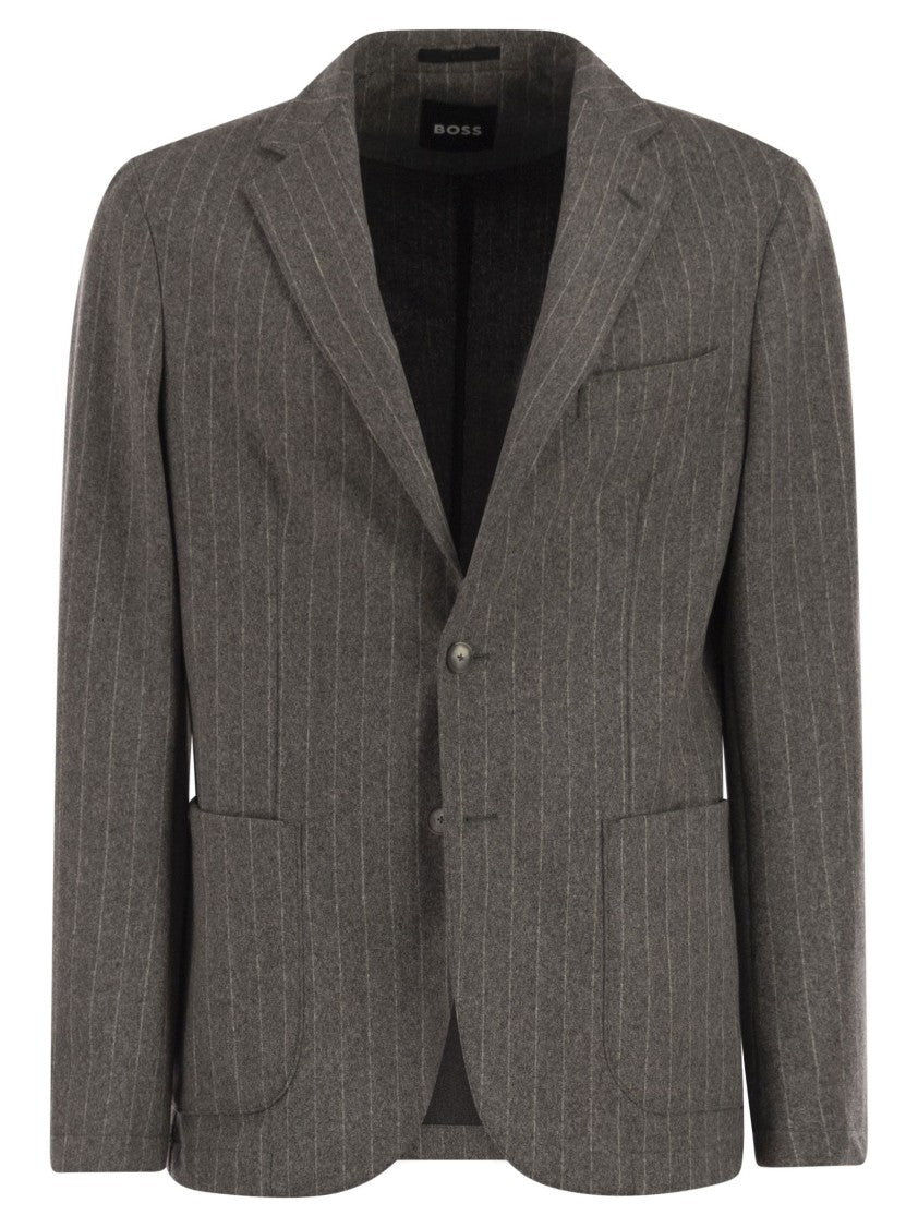 Boss Slim-Fit Blazer In Stretch Striped Flannel