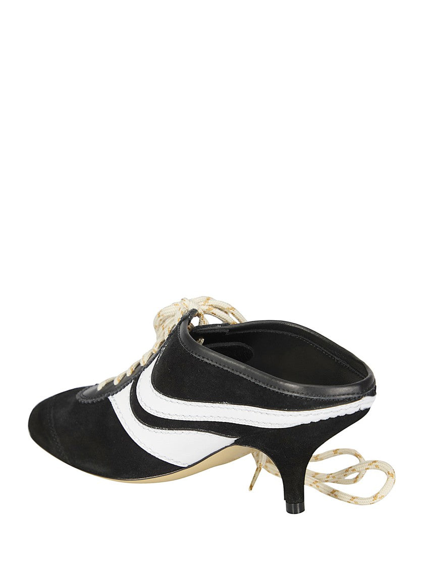Dries Van Noten Lace-Up Black Suede Mules