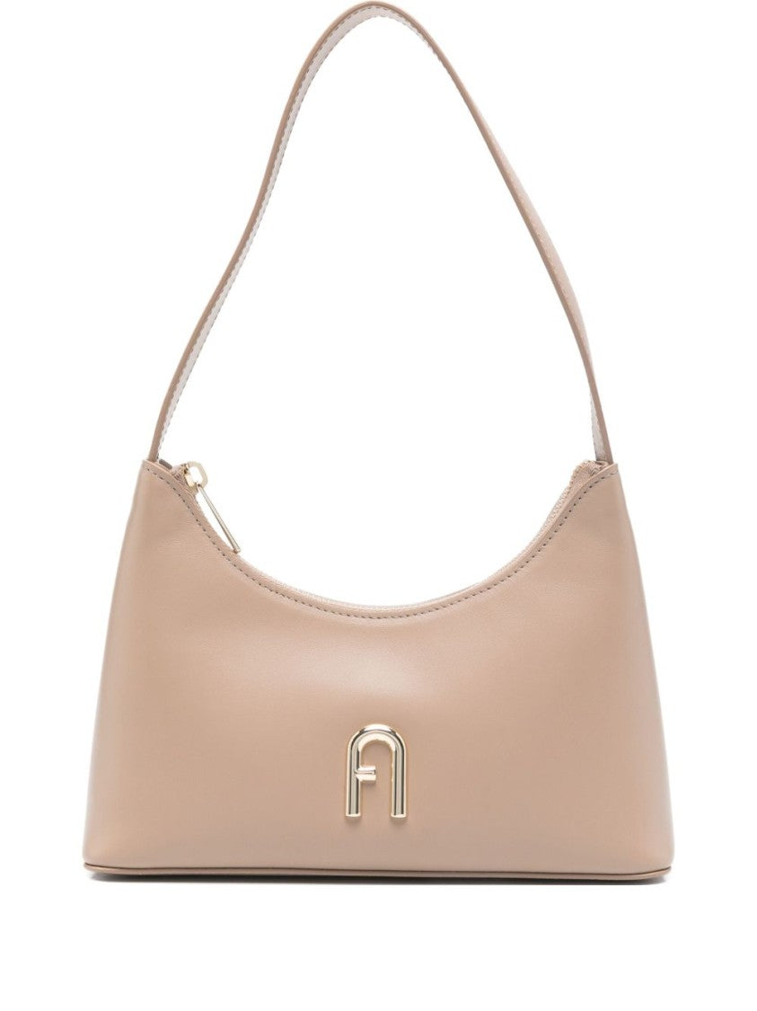 Furla Leather Shoulder Bag With Gold-Tone Logo Plaque