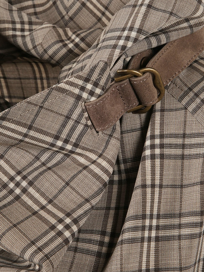 Burberry Wool Check Dress With Shawl Collar