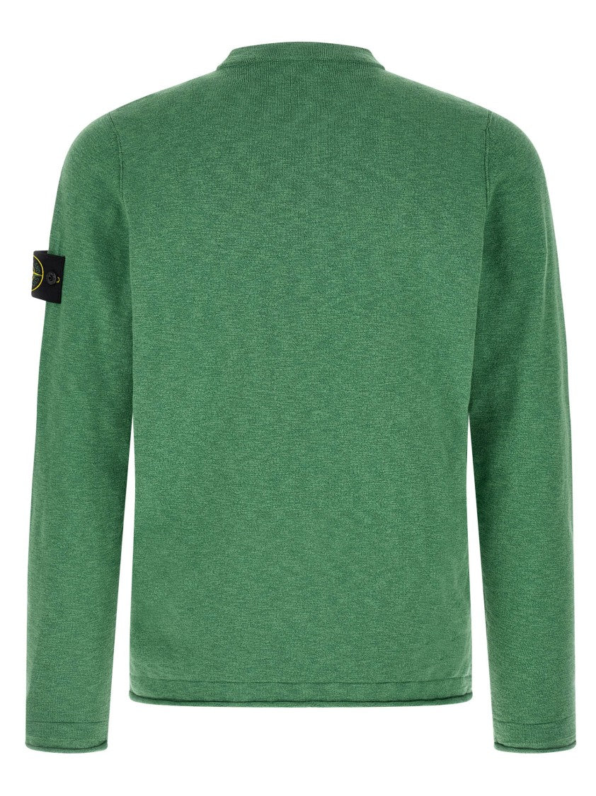 Stone Island Crew Neck Green Knit Sweater