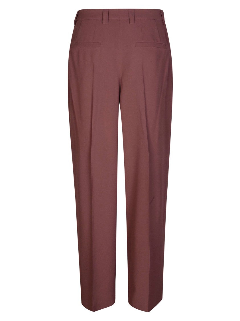 Incotex Burgundy Crepe Elodie Pleated Pants