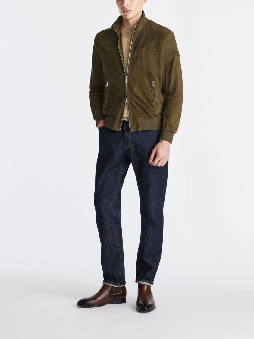 Peuterey Olive Suede Stand-Up Jacket