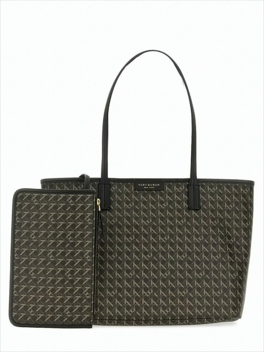 Tory Burch Structured Canvas Shoulder Bag With Geometric Pattern