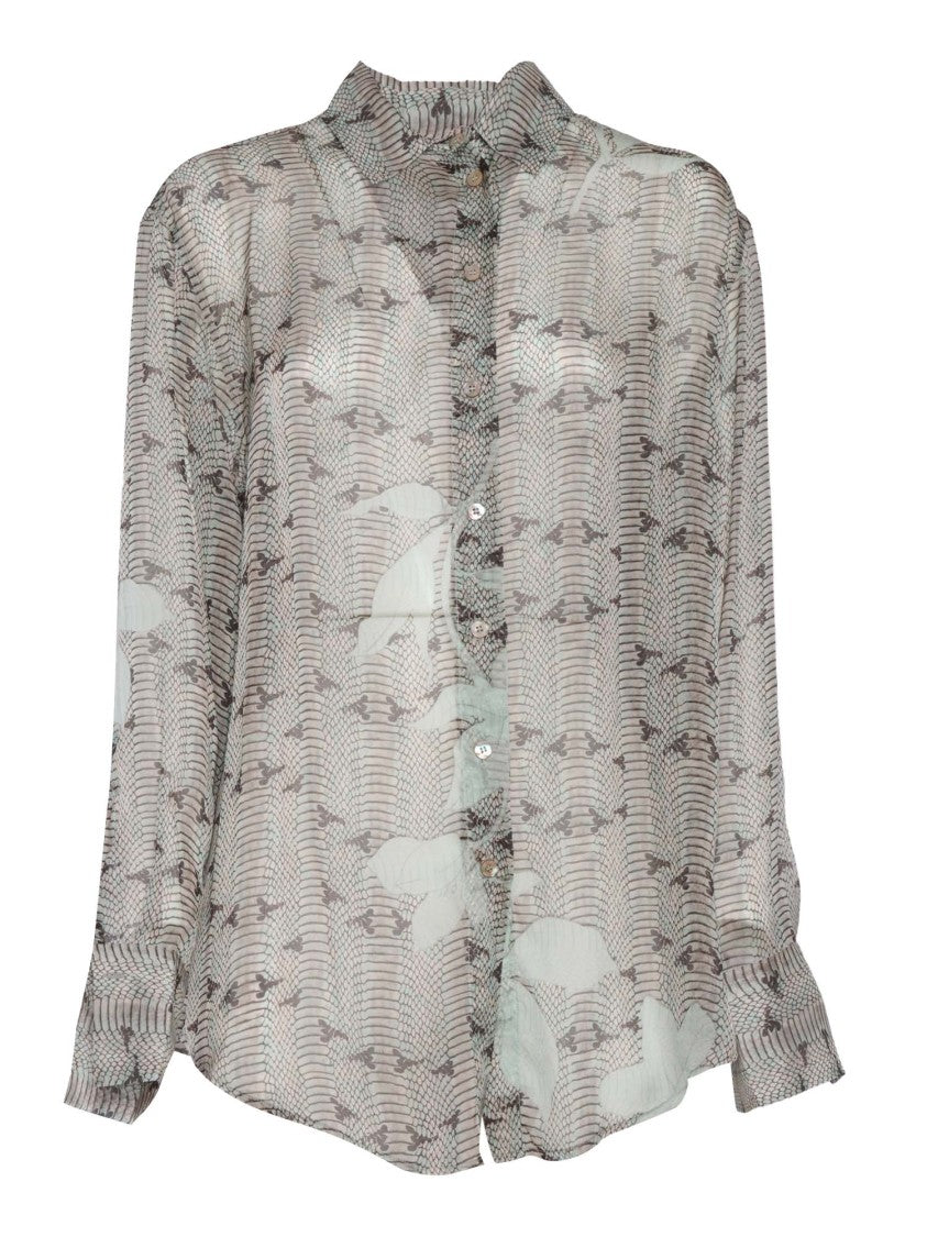 Forte Forte Silk Chiffon Shirt With Dune Lily Print