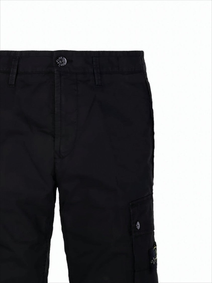 Stone Island Classic Black Short Pants With Versatile Designpockets
