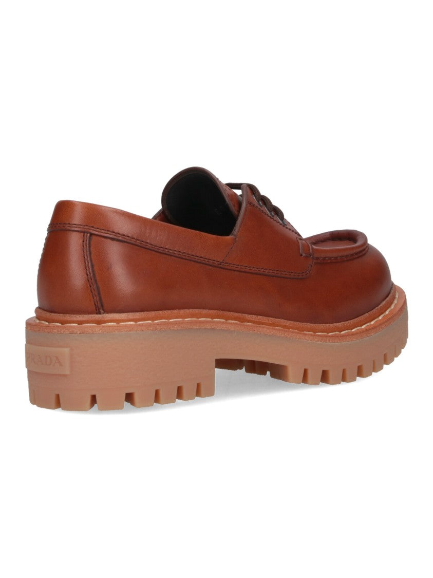 Prada Logo Loafers – Brown