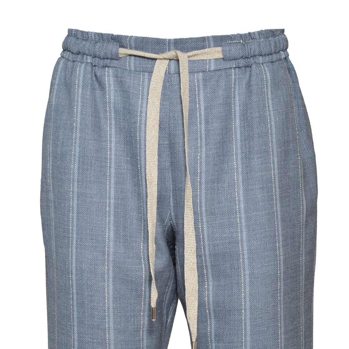 Barba Joke Straight Trousers In Light Blue Linen