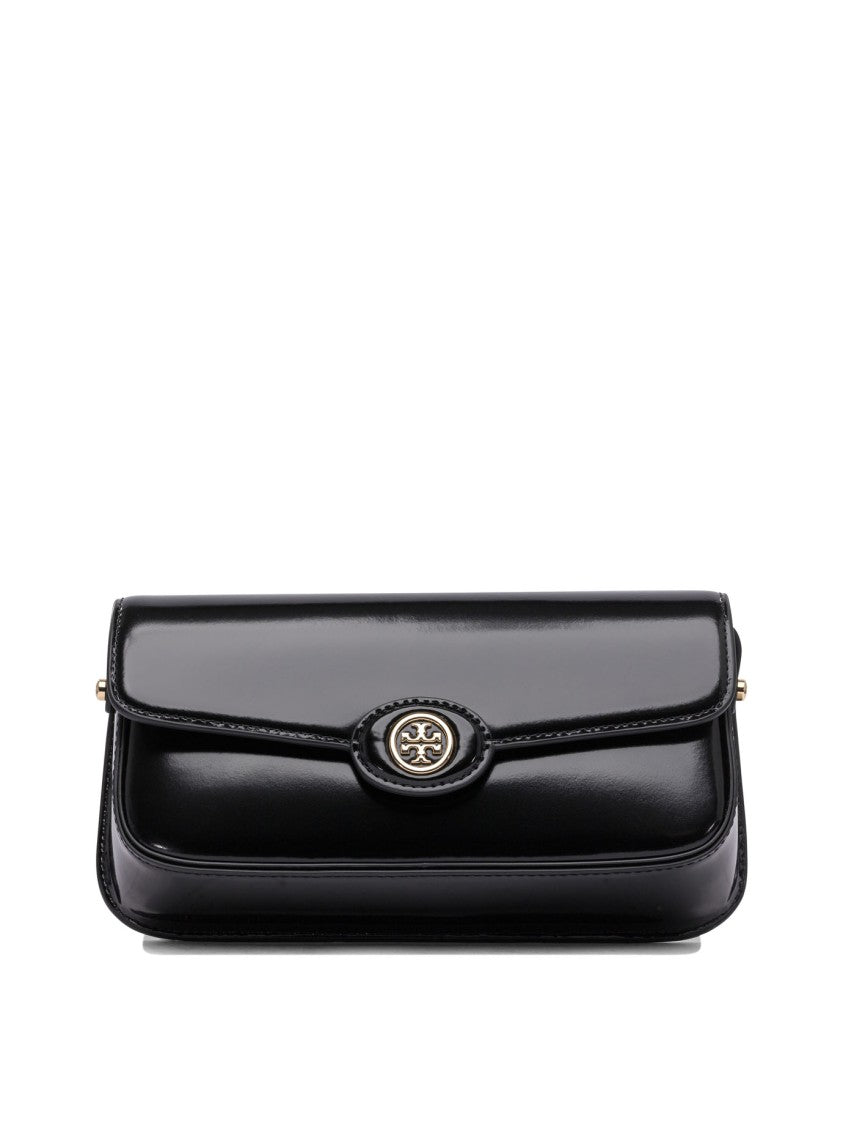 Tory Burch Glossy Black Leather Shoulder Bag