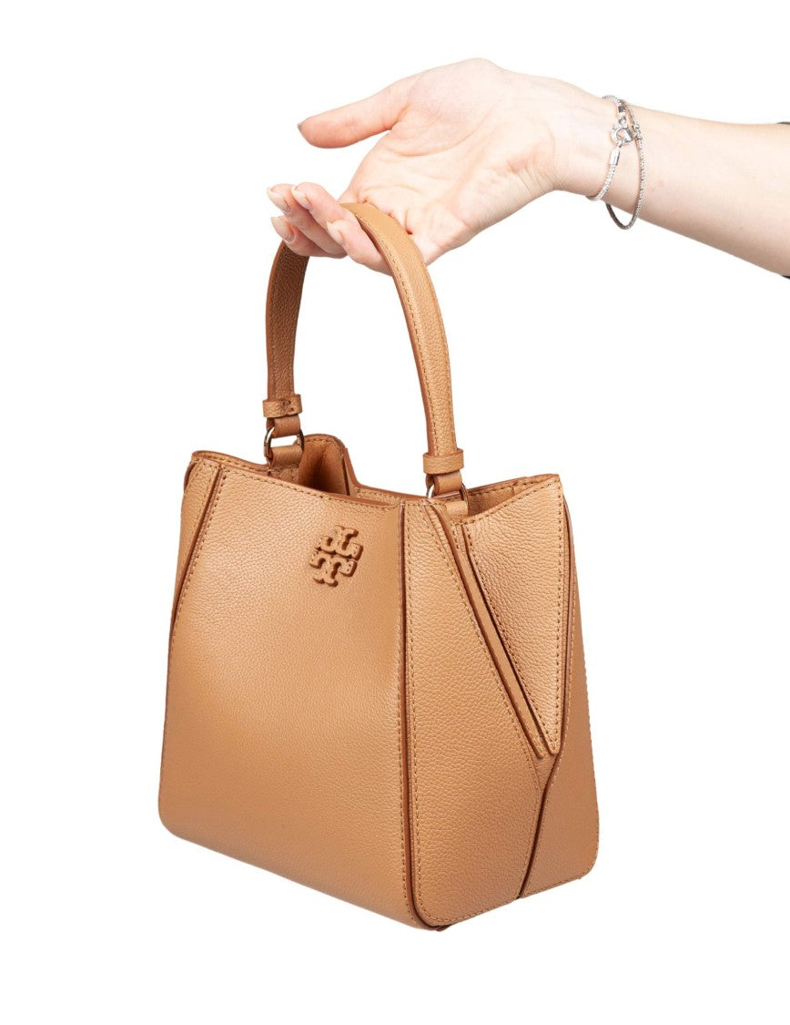 Tory Burch Mcgraw Small Leather Bucket Bag, Tiramisu Color