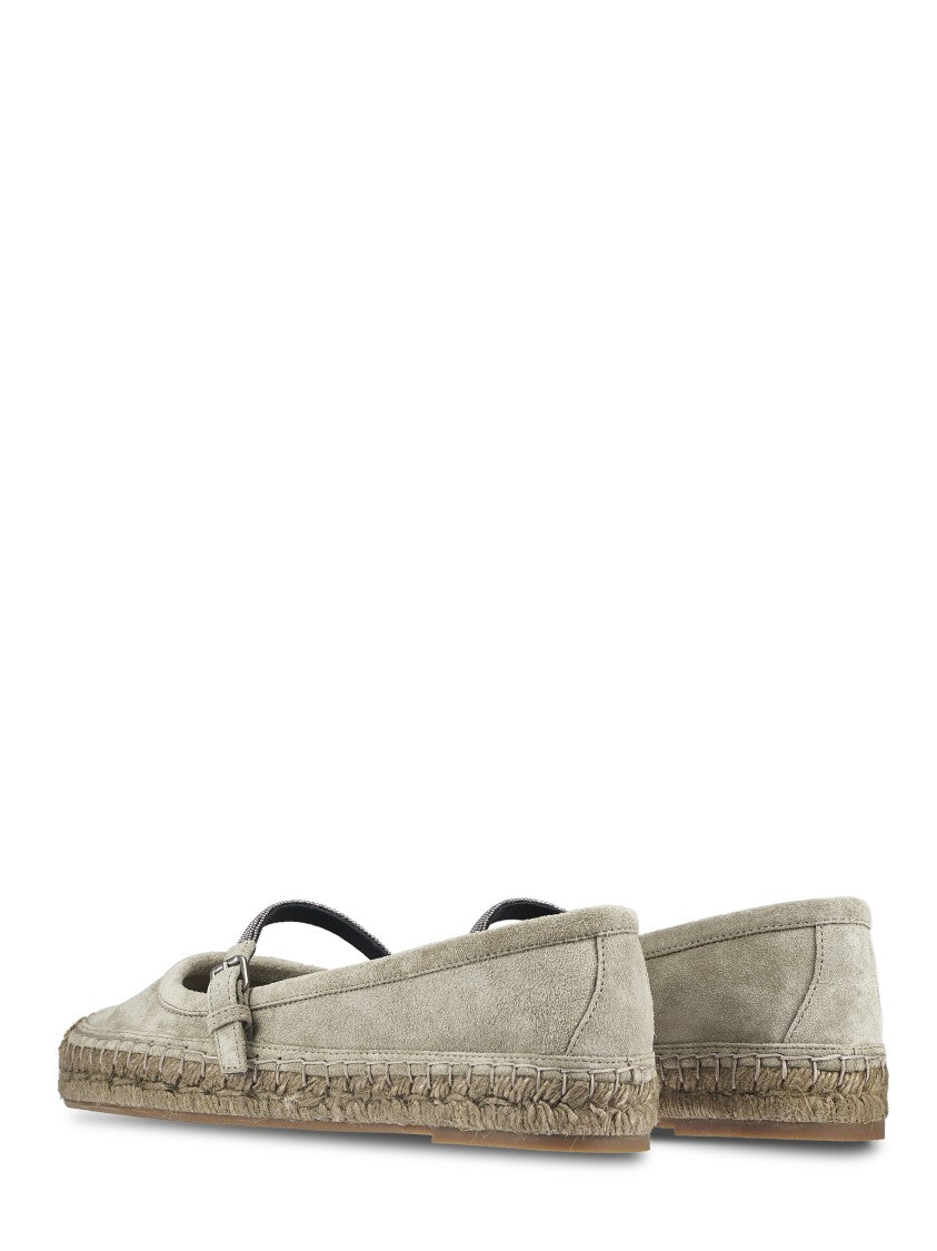 Brunello Cucinelli Soft Suede Sneakers With Espadrille-Style Sole