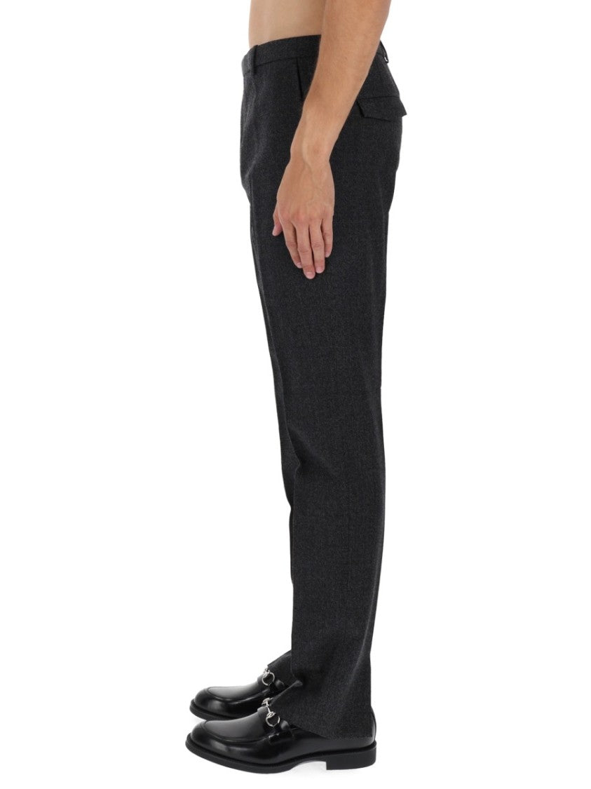 Gucci Tailored Slim Fit Pants In Dark Charcoal Buffalo Wool