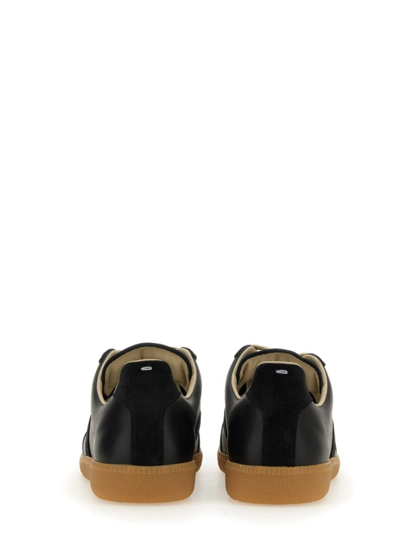 Maison Margiela Black Leather And Suede Sneakers