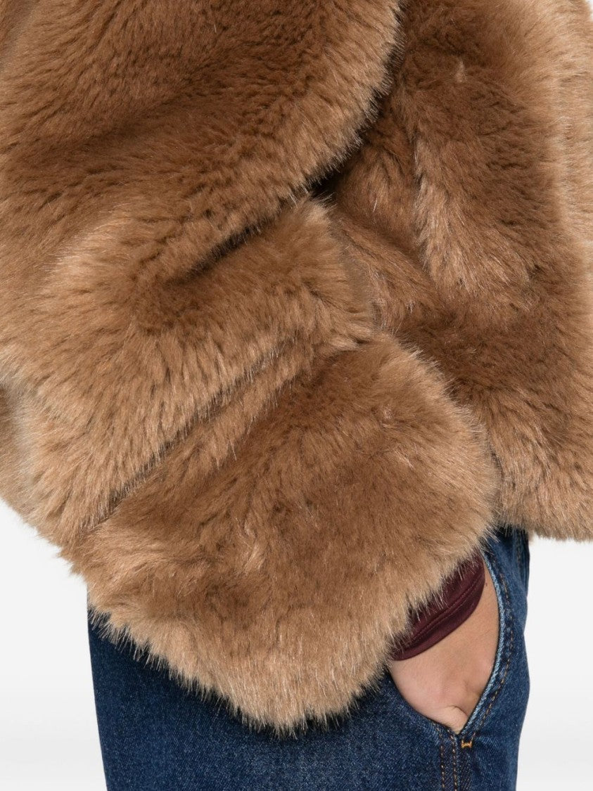 Stand Studio Cropped Faux Fur Coat With Minimalistic Design And Plush Texture