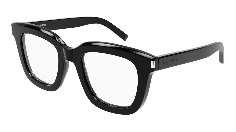 Saint Laurent Black Oversized Square Acetate Eyeglasses