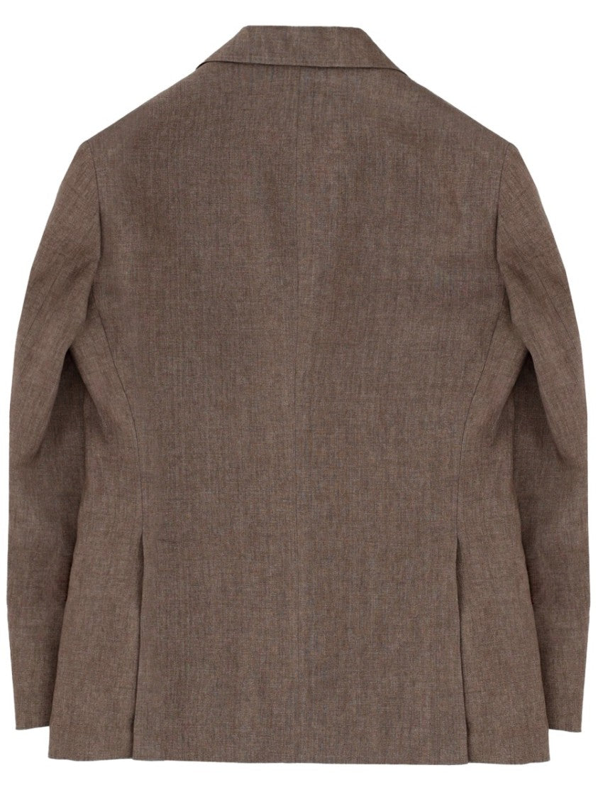Brunello Cucinelli Single-Breasted Flap-Pocket Linen Blazer