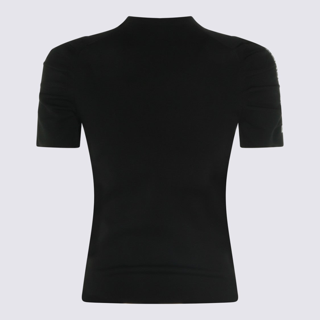 Alexander Wang Fitted Black Top With High Neckline And Ruched Sleeves