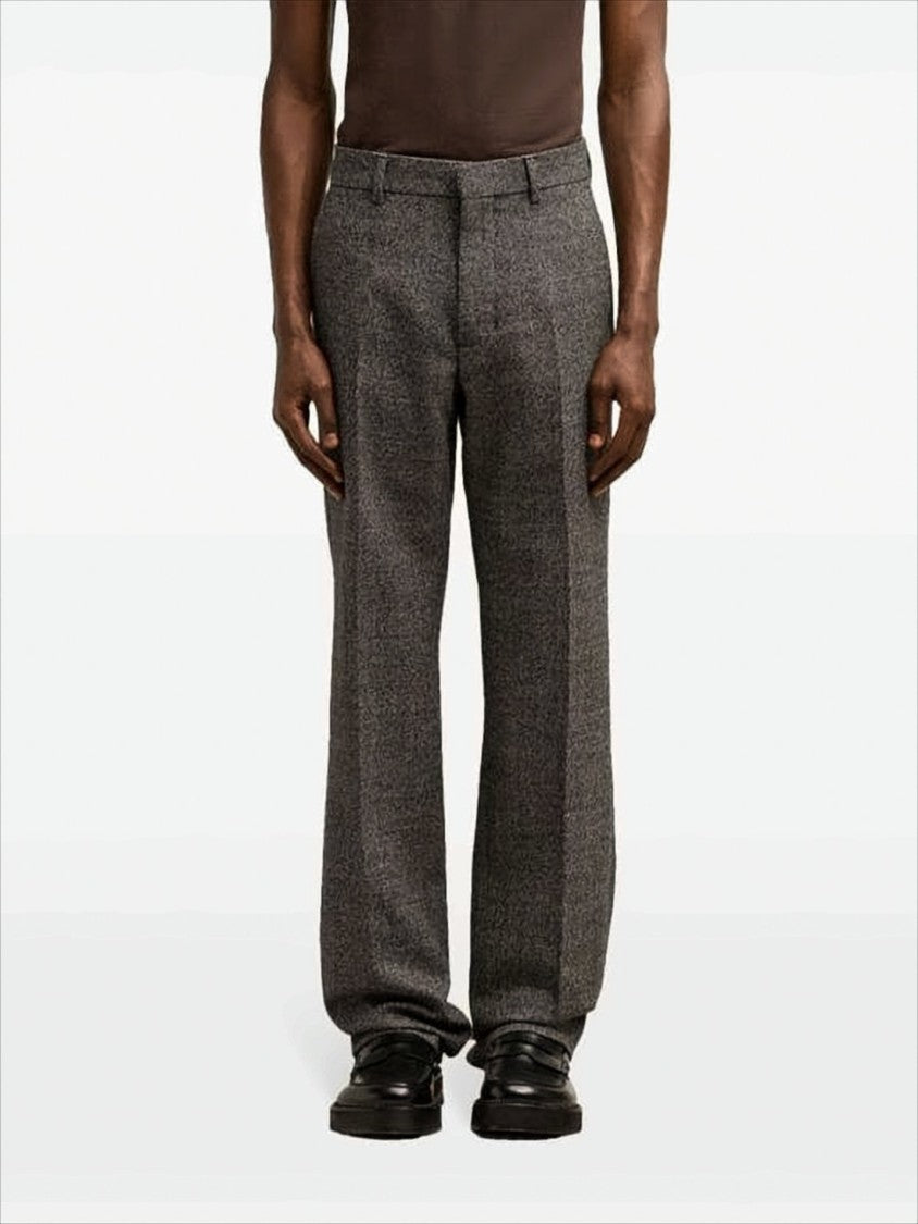 Ami Paris Straight-Leg Textured Wool-Cotton Suit Pants