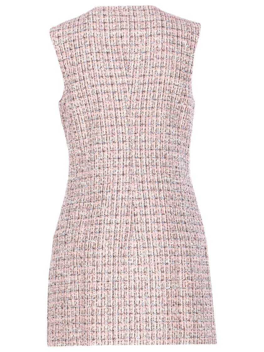 Self-Portrait Textured Sleeveless Dress With Fitted Silhouette