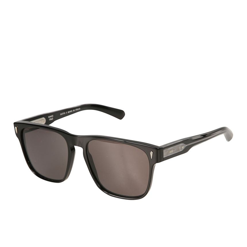 Kador Premium 12 Glossy Black Rectangular Sunglasses With Metallic Accents