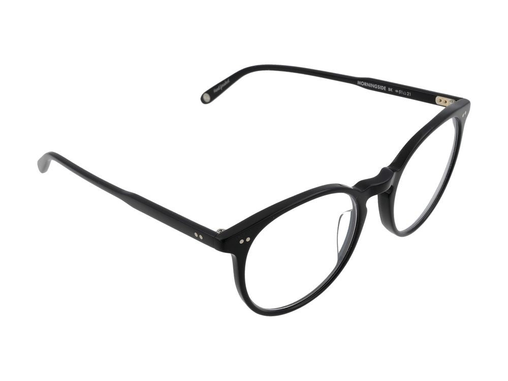 Garrett Leight Round Black Metallic Detail Optical Glasses