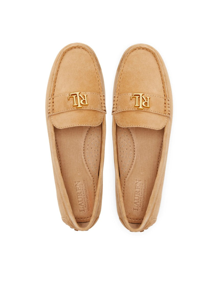 Lauren Ralph Lauren Natural Tone Suede Moccasin Flats