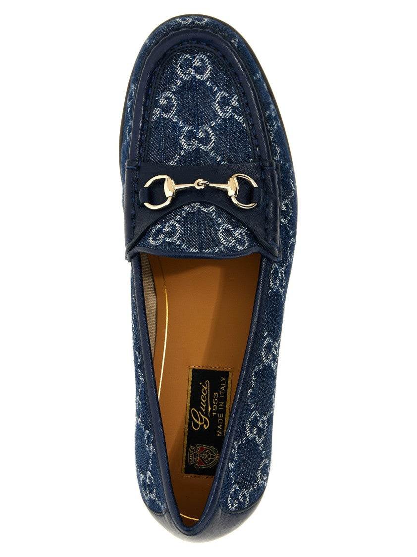 Gucci Gg Denim Loafers With Horsebit Detail