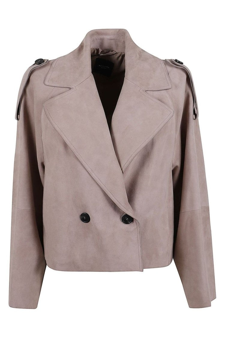 Max Mara Brown Lambskin Leather Jacket With Tailored Silhouette